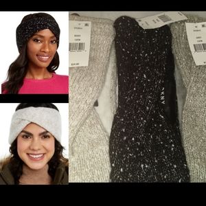DKNY twist headband. Black, ivory and grey.